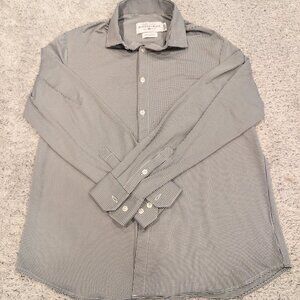 Mizzen Main Shirt Mens Large Gray White Check Spinnaker Trim Fit Performance